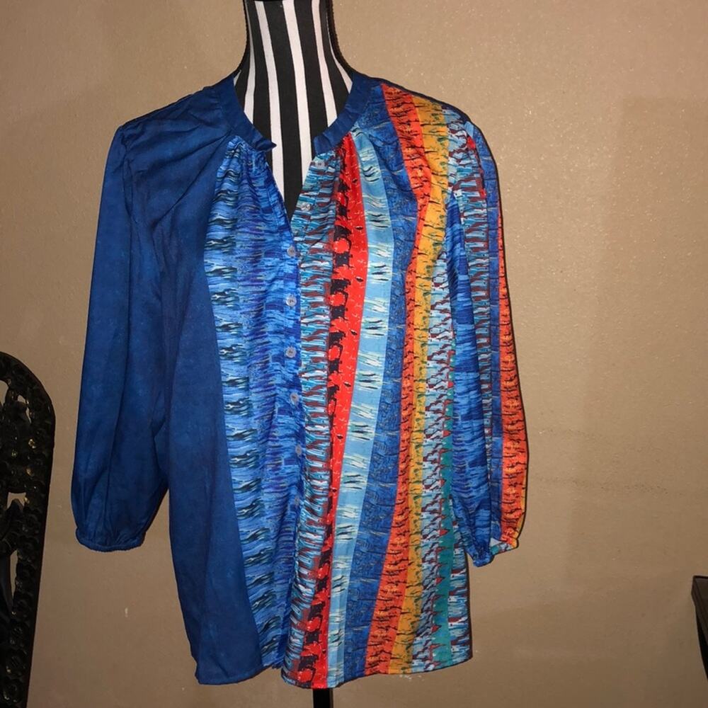 Tendency Artsy Kidcore Fairycore Multi Color Button Front Top